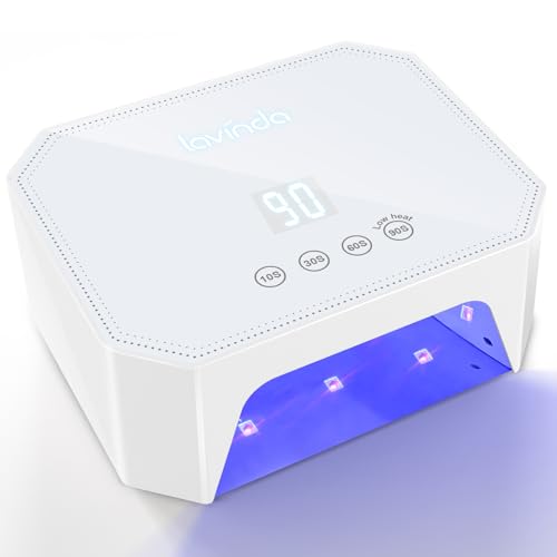 Lavinda 54W Corded UV LED Nail Lamp for Gel Nails - Plug-in Professional Nail Dryer with Fast Curing, 4 Timers, Touch Screen, Compatible with All Gel Polishes (White)