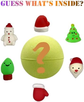 Jofan 6 Pack Christmas Bath Bombs Bubble with Christmas Squishy Toys Inside for Kids Girls Boys Women Christmas Stocking Stuffers Gifts