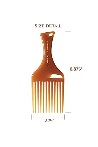Cricket Ultra Smooth Hair Pick Comb for Volumizing, Detangling, and Reducing Frizz - Enriched with Argan, Olive Oil, and Keratin Infused, Ideal for Curly, Thick, and Long Hair