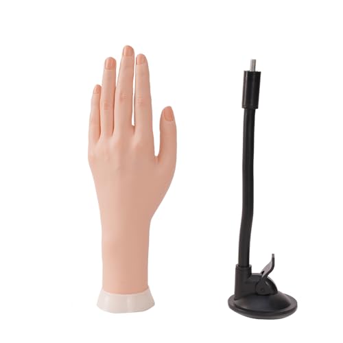Left Practice Hand for Acrylic Nails With Holder, Mannequin Hand for Nails Practice, Flexible Bendable Fake Hand Manicure Nail Practice Hand