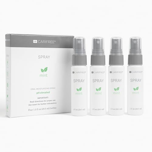 CariFree Oral Spray, Mint Flavored, Xylitol for Moisturization, Neutralizes pH, Fluoride-Free, Freshen Breath, Recommended by Dentists, Made in The U.S.A. 4 Bottles (1 fl. oz. Each)