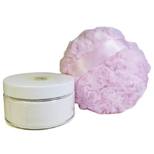 Carnation Silk Powder Gift Set - 8 oz Jar Silk Powder and Silky Pink Powder Puff - Large Size