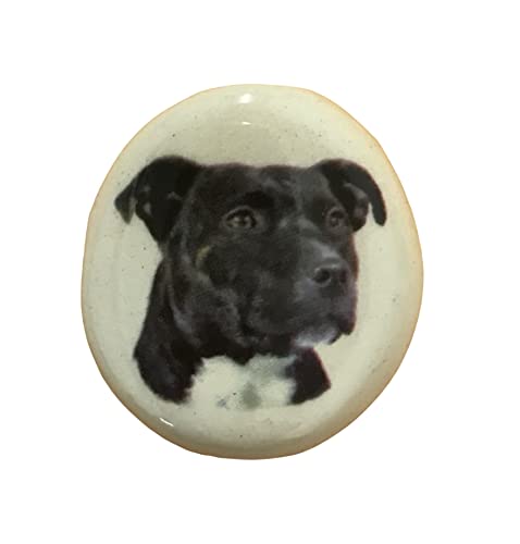 Ceramic Smoke Stone Hand Rolled Unfiltered Cigarette Holder Black Staffordshire Bull Terrier