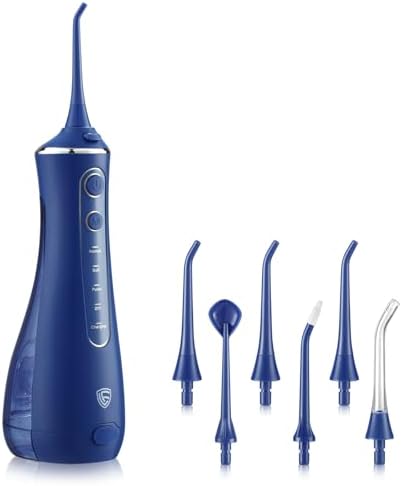 LF Water Flosser for Teeth Cleaning and Flossing Pick, DIY 4 Modes Rechargeable Cordless Oral Irrigator, IPX7 Waterproof Portable Electric Dentel Flossers for Home and Travel, Blue