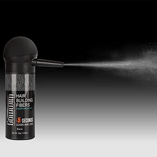 gowwim Hair Thickening Fibers 2-in-1 Kit Keratin Building Fibers, Spray Applicator & Hold Spray - Instantly Volumize Sparse Areas (Black)