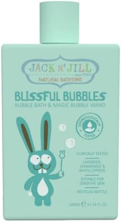 Jack N' Jill Natural Bathtime Blissful Bubbles with Bubble Wand - Bubble Bath for Kids, Dermatologically Tested, Cruelty Free, Kids Bubble Bath Sensitive Skin, Vegan - 300 mL (Pack of 1)