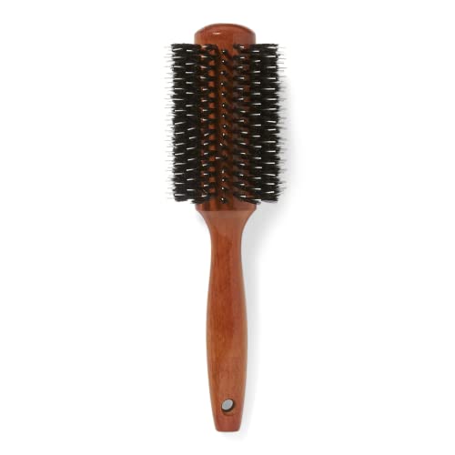 Ion Golden Wood Boar Bristle Round Brush Large, Salon Blowout, Shine & Volume