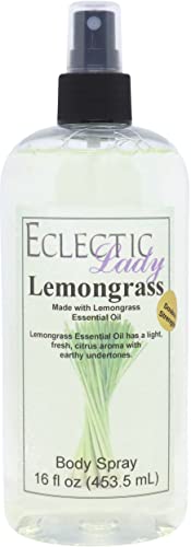 Lemongrass Body Spray, Double Strength, 16 ounces, By Eclectic Lady, Body Mist for Women with Clean, Light & Gentle Fragrance, Cologne with Soft, Subtle Aroma For Daily Use