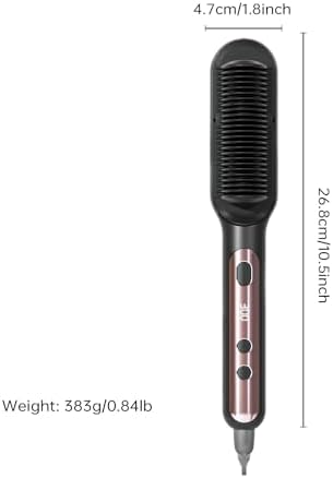 Hair Straightener Brush with 9 Temps - Negative Ionic Straightening Brush for Hare Care, Ceramic Straightener Comb with Anti-Scald Design, 30s Fast Heating & Auto-Off, Dual Voltage