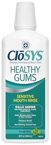 Closys Healthy Gums Mouthwash, Antiplaque and Anti-gingivitis for Gum Health, Non-Burning, Non-Irritating – 32 Fl Oz