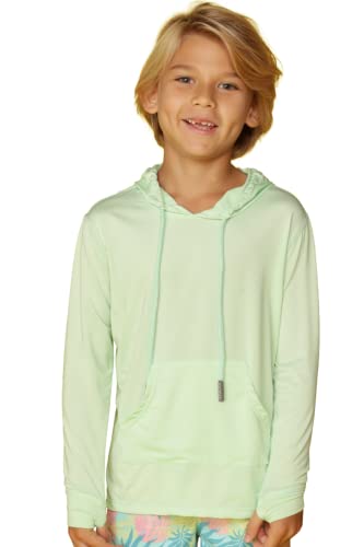INGEAR Boys UPF 50+ Sun Protection UV Hoodie T-Shirt Long Sleeve with Pockets SPF Shirt Boys Sun Shirt with Hood (US, Alpha, X-Large, Regular, Mint)