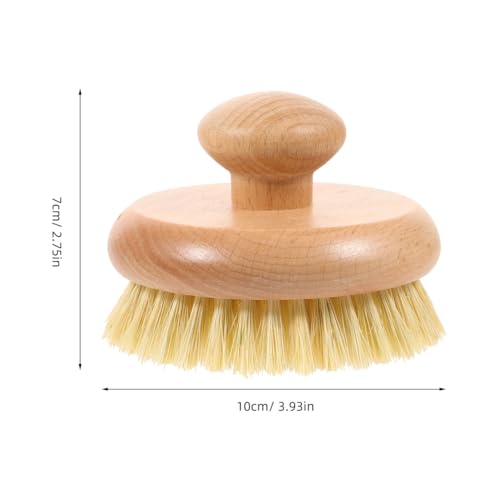 Cleaning Scrubber Body Brush Round Handle Wood Dry Brush Body Exfoliating Brush Back Skin Scrubber Bath Shower Brush for Home Men Bath Shower Body Wash Scrubber