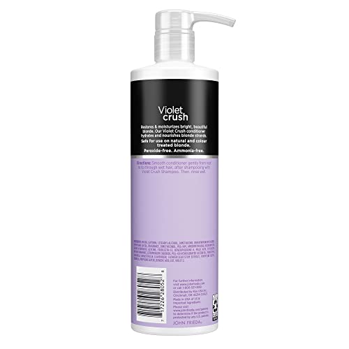 John Frieda Violet Crush Purple Conditioner, Purple Conditioner for Blonde Hair, Crushed Violet Pigments Neutralize Brassy Tones for Cooler, Brighter Blonde, 8.3 Oz