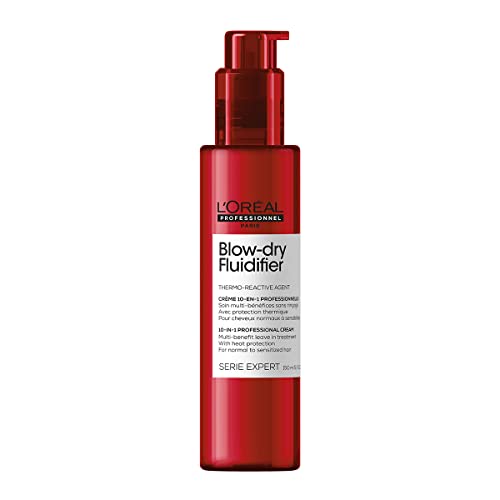 L'Oréal Professionnel Paris Fluidifier Heat Protectant - Multi-Benefit Leave-In Treatment For All Hair Types, Long-Lasting Blow-Dry and Frizz Protection