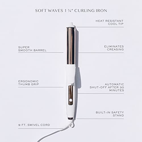 Kristin Ess Hair 1 1/4" Titanium Curling Iron for Beach Waves + Curls for Medium and Long Hair, Smoothing + Frizz Control, Dual Voltage, Auto Shut-Off