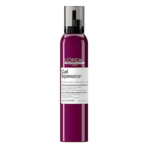 L'Oréal Professionnel Paris Curl Expression 10-in-1 Mousse - Multi-Benefits For Curly and Coily Hair - Defines and Strengthens Curls With Heat Protection, Silicone, Paraben and Alcohol-Free
