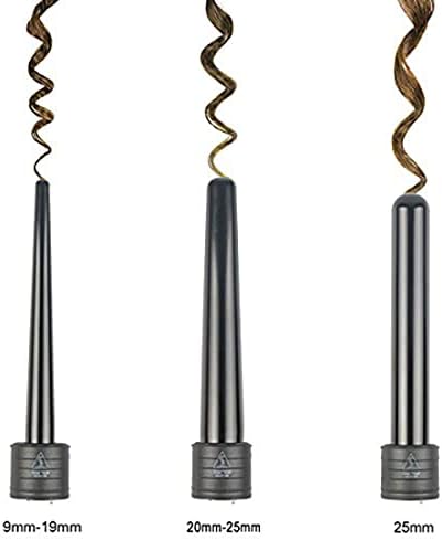 iMissiu Tourmaline 3 in 1 Curling Wand Set with 3 Interchangeable Curling Iron Ceramic Barrels with Heat Resistant Glove – Black