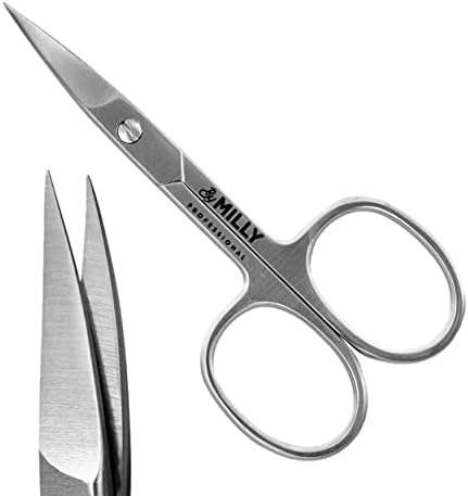 High Carbon Stainless Steel Professional Nail Scissors for Manicure | Razor Sharp Curved Blade Beauty Scissors for Women (Silver)