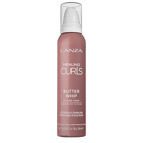 L'ANZA Healing Curls Butter Whip Styling Foam, Hair Styling Mousse for Curly, Coily, Wavy & Afro Hair, Lightweight Control, Anti-frizz & Anti-humidity, Cruelty Free & Vegan