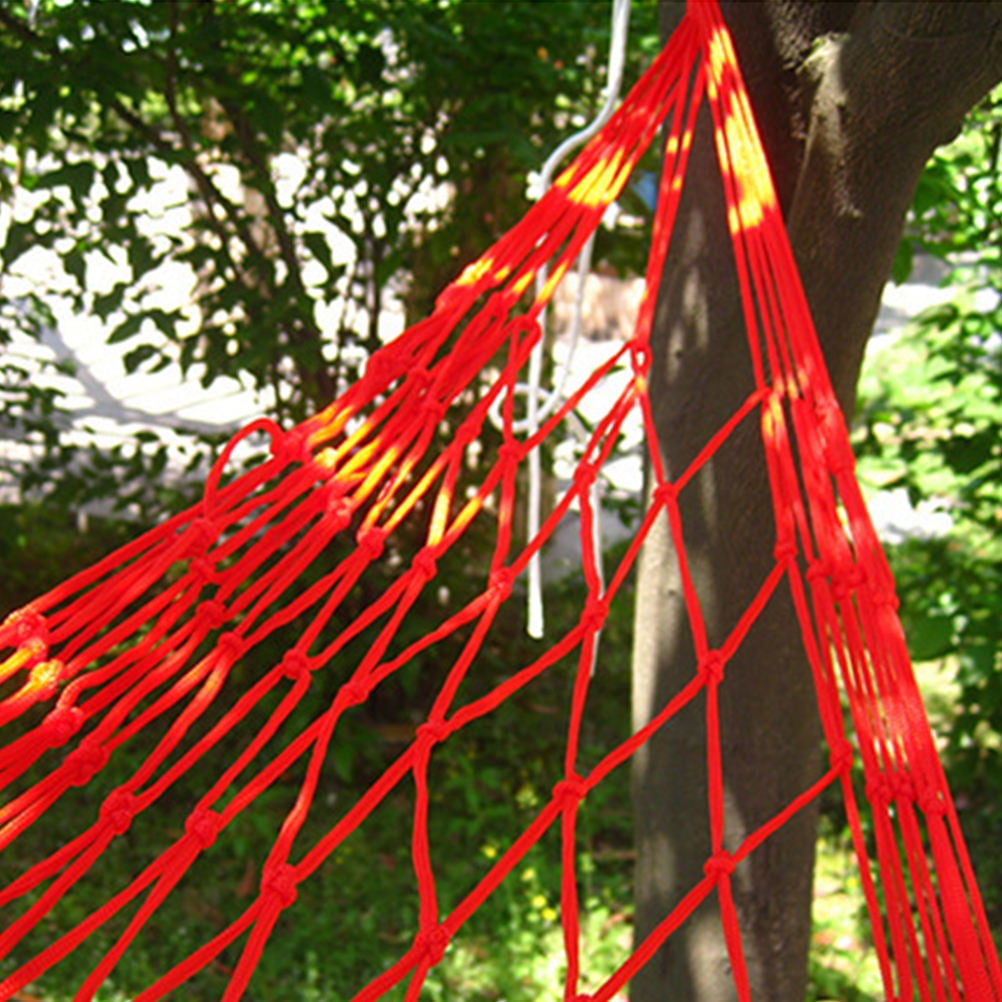 IBASETOY Camping Nylon Hammocks Swing Hammock Red Thickened Mesh 1Set