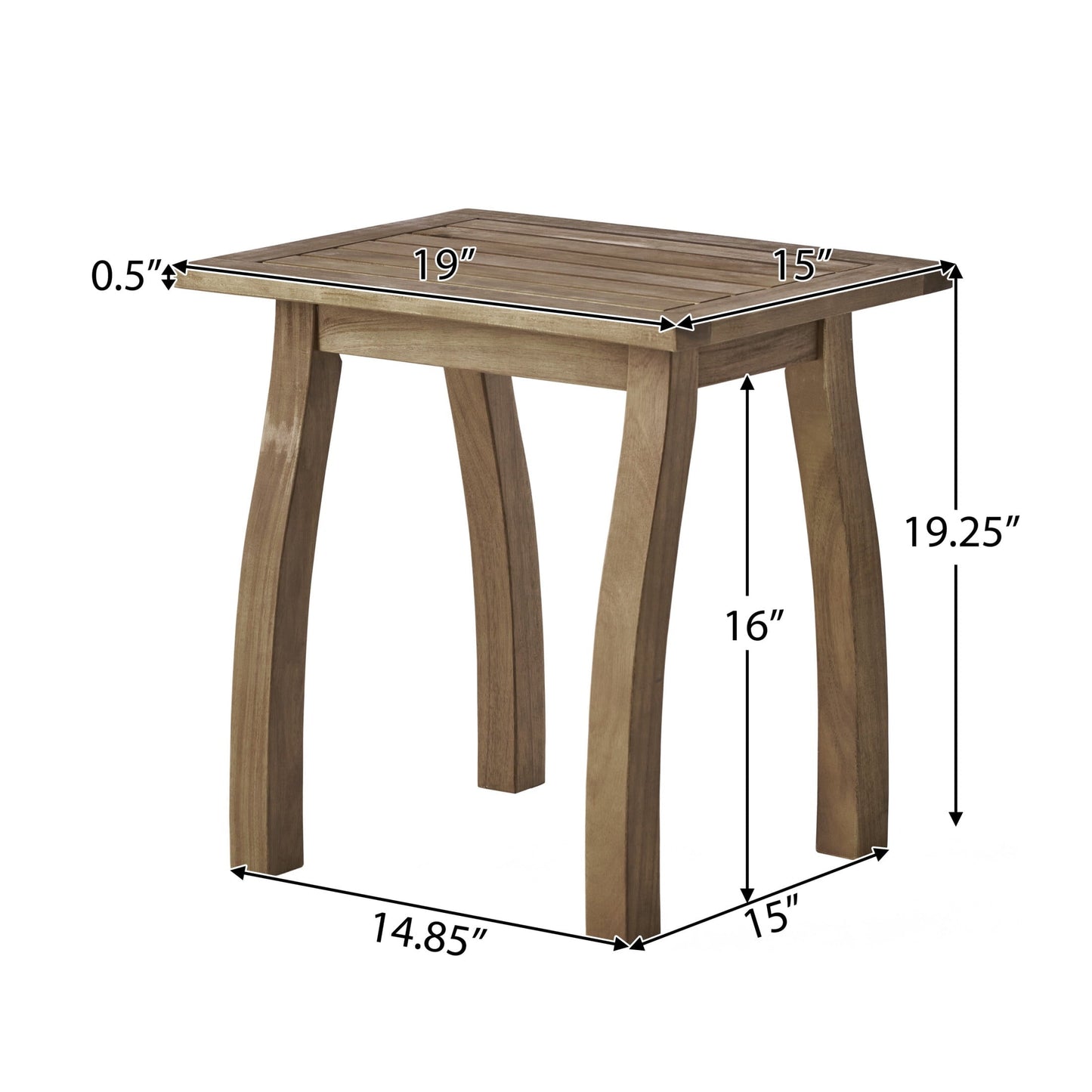 Christopher Knight Home Outdoor Accent Side Table, Acacia Wood End Table with Curved Legs, Natural