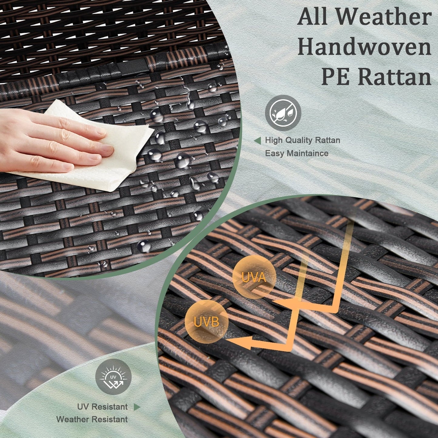 Buytoshop Outdoor PE Wicker Side Table with Storage, Small Patio Storage Bin Container for Hose Cushion Towel, Brown