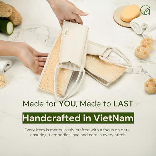 Chill Ah Premium Back Scrubber, Exfoliating Natural Loofah Multi-Function Back Scrubber for Shower, Gift for Mom