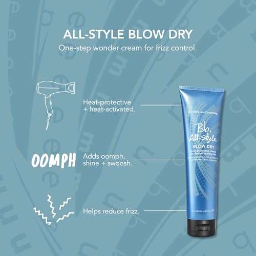 Bumble and bumble. All-Style Blow Dry Heat Protective Styling Cream | Anti Frizz + Adds Shine | Wavy, Straight, 5 Fl Oz