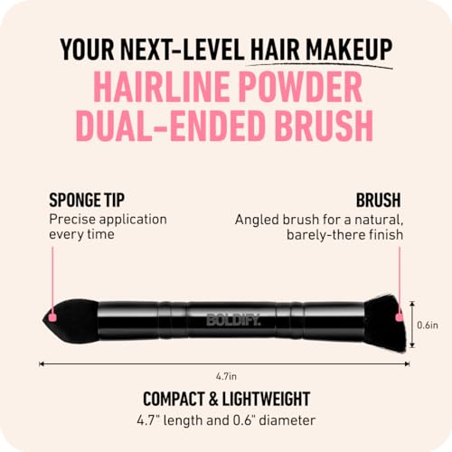 BOLDIFY Dual-Ended Hairline Powder Brush - Precision Makeup Brush Set with Sponge Tip for Seamless Blending - Ideal as a Concealer Brush, Hair Contour Brush, and Root Touch Up