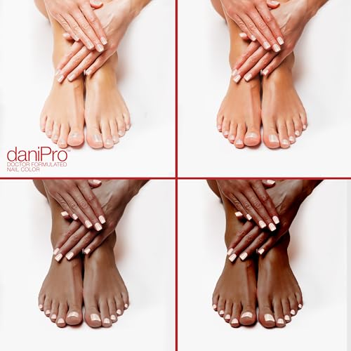 daniPro Doctor-Formulated Nail Recovery, 0.5 oz - Nail Strengthener Base Coat with Undecylenic Acid, Biotin & Vitamins - Nearly Invisible Satin Finish Base Coat - Nail Hardener For Damaged Nails