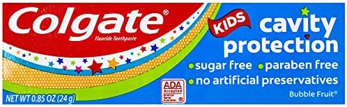 Colgate Kids Cavity Protection Fluoride Toothpaste, Bubble Fruit Flavor, Travel Size 0.85 oz (24g) - Pack of 12
