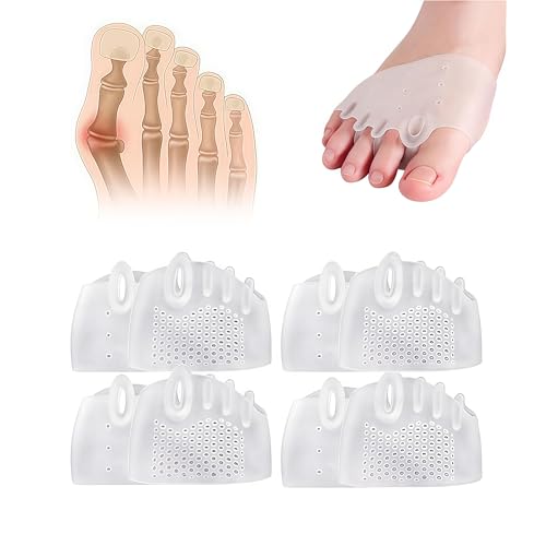 Hyggear Silicone Toe Separators – 4 Pairs Medical-Grade Toe Spacers & Bunion Corrector for Men & Women, Ergonomic 3 mm Breathable Soft Silicone Toe Spacers for Pain Relief & Alignment