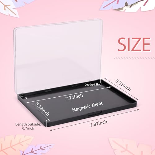 Large Empty Magnetic Eyeshadow Palette with Clear Top, Travel Makeup Organizer with 40Pcs Adhesive Metal Stickers For DIY Your Own Powder Palette (Large Palette - 7.87”x5.51”)