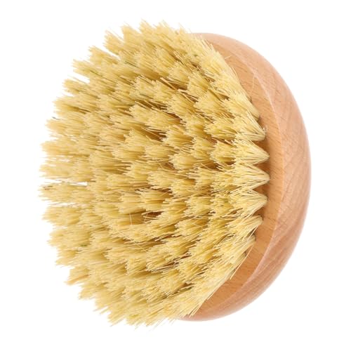 Cleaning Scrubber Body Brush Round Handle Wood Dry Brush Body Exfoliating Brush Back Skin Scrubber Bath Shower Brush for Home Men Bath Shower Body Wash Scrubber