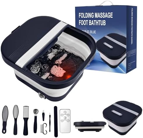 Collapsible Foot Bath Spa with Heat, Remote Control, Massage Rollers, Bubble, Foot Pedicure Kit, Red Light, Pedicure Foot Spa, Foot Bath for Gifts