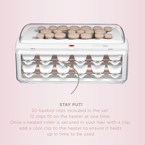 INFINITIPRO BY CONAIR Ceramic Flocked - Hot Rollers for Long, Medium, and All Hair - Hair Curler - Hair Roller Clips Included - 1 1/4-inch, 1-inch, and 3/4-inch Rollers
