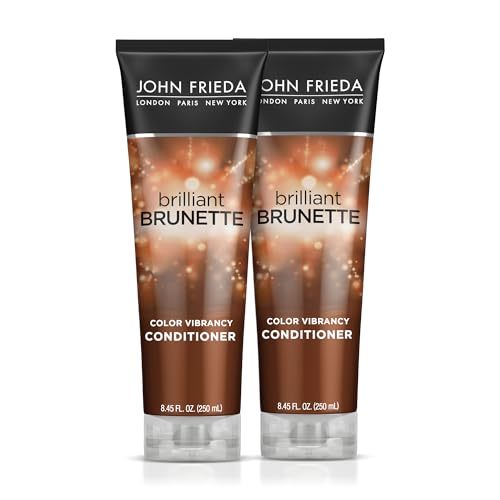 John Frieda Brilliant Brunette, Color Boosting Conditioner, Enhances and Protects Multi-Dimensional Tones, With Sweet Almond Oil to Rehydrate and Replenish Dry Hair, 8.45 Oz, Pack of 2