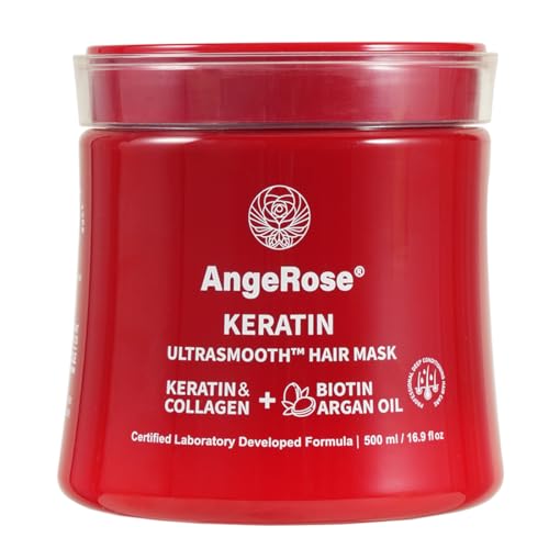 Keratin & Collagen Hair Mask with Argan Oil – Deep Repair Conditioner for Dry, Damaged Hair – Hydrating & Strengthening Treatment, 500ml (16.9 oz)