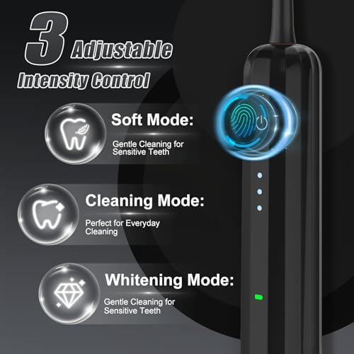 2025 New Sonic Electric Toothbrush for Adults - Vibration 60,000 VPM & 73° Oscillation Rechargeable Electric Toothbrush, 50+ Days Battery Life, 3 Modes, 2-Minute Timer, 3 Brush Heads, Black