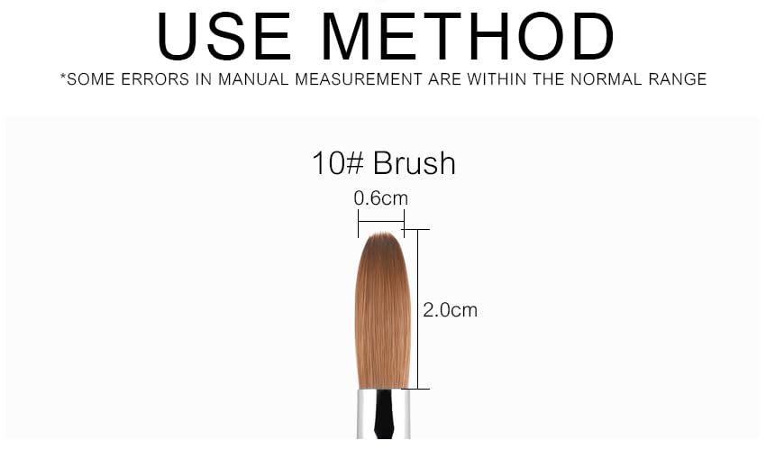 KADS Nail Acrylic Brush Kolinsky Nail Extension Brush Oval Crimped Shaped Sturdy Wooden Handle Acrylic Powder Nail Art Brush Professional Manicure Pedicure (10#)