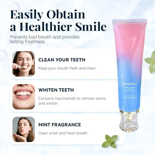 Busarus Toothpaste, Busarus Niacinamide Whitening Toothpaste, Fluoride-Free Whitening, with Coconut Oil & Xylitol, Freshen Breath (1)