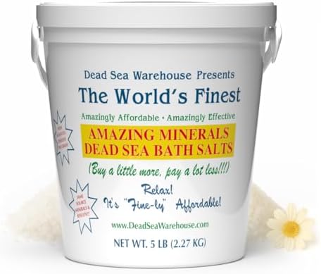 Dead Sea Warehouse-Amazing Minerals Dead Sea Bath Salts,100% Full Mineral Therapeutic Bath Salts, Detoxifying & Moisturizing, Exfoliating for Dry Skin, Unscented(5 lbs)