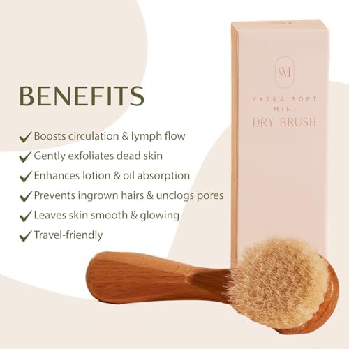 CSM Extra-Soft Mini Dry Brush for Sensitive Skin - Gentle Exfoliation with Natural Goat Hair Bristles, Improves Circulation & Boosts Radiance