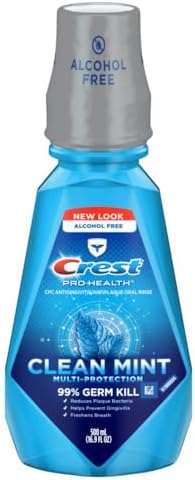 Crest Pro-Health Clean Mint Mouthwash, CPC Antigingivitis/Antiplaque Mouthwash, 500 mL (16.9 Fl Oz ), Pack of 4, Crest Mouthwash, Gingivitis Treatment