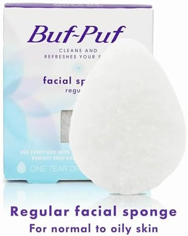 Buf-Puf Facial Sponge, Dermatologist Developed, Removes Deep Down Dirt & Makeup That Causes Breakouts and Blackheads, Reusable, Exfoliating, White, 10 Count