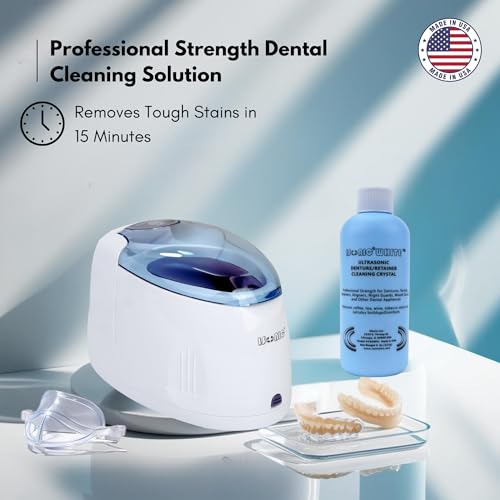 iSonic White CSDW01 Denture/Retainer Cleaning Crystal to Remove Stains, Buildups for all dental/sleep apnea/clear appliances, 8OZ bottle