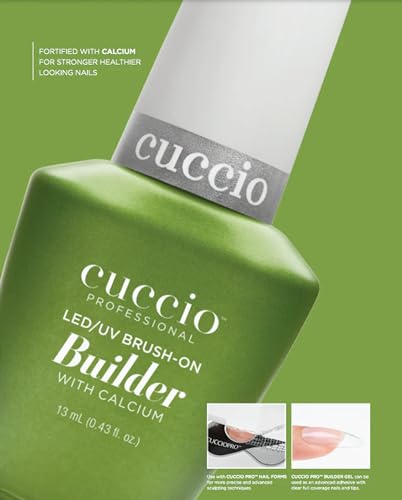 Cuccio Pro Brush-On Builder Gel With Calcium - LED And UV Self-Levelling Lightweight Formula - Soak-Off Gel Product With Strength Of Hard Gel - Chip-Resistant - Clear - 0.43 Oz Nail Polish