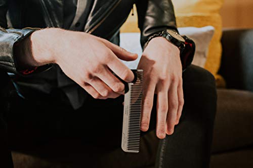 Chicago Comb Model 1 Carbon Fiber, Made in USA, smooth, strong, and light, anti-static, heat-resistant, 5.5 inches (14 cm) long, ultimate daily use, pocket, and travel comb