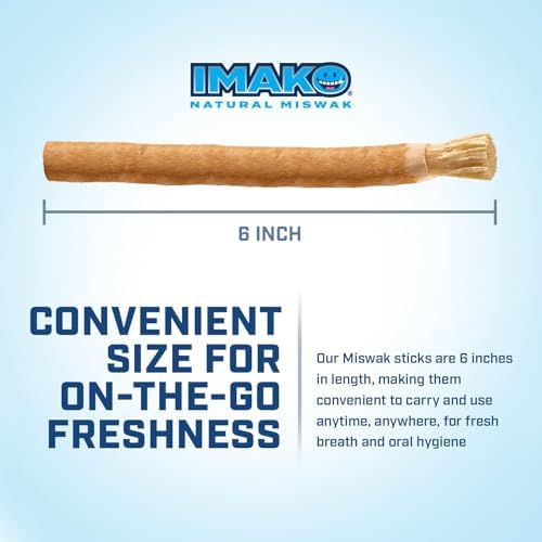 Imako Premium Miswak Toothbrush Sticks - Individually Vacuum Sealed with Travel Glass Case (10 Pack)