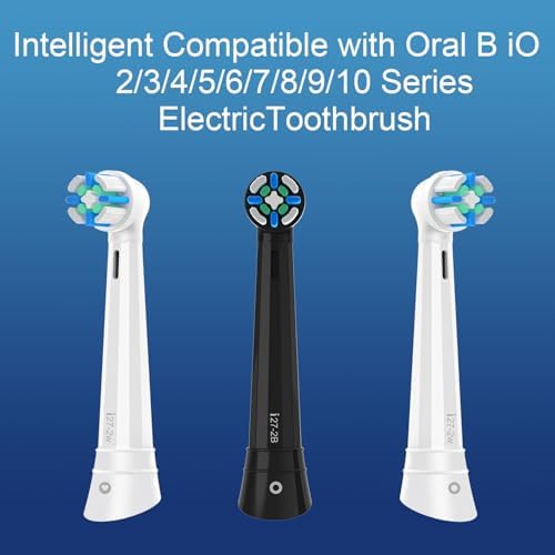 IO Replacement Heads Compatible with Oral B iO 2/3/4/5/6/7/8/9/10 Series Electric Toothbrush, Medium Bristles Brush Heads Compatible with Oral B, Deep Clean and Sensitive Care, 8 Pack Black/White